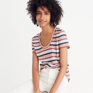 Madewell Alto Scoop Neck Cotton Blend Tee In Colborne Stripe